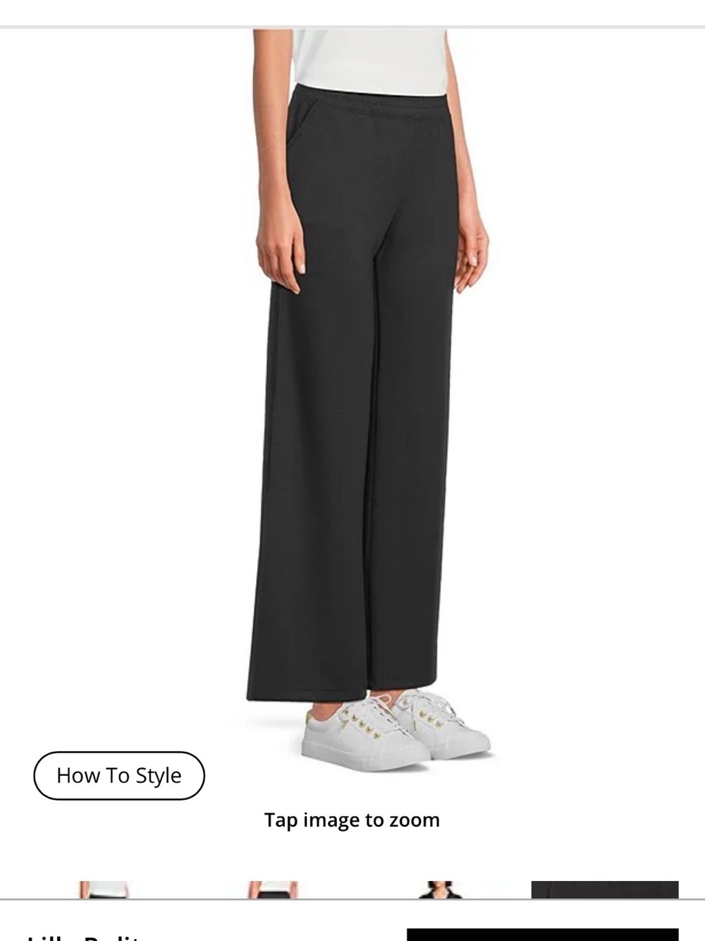 Lilly Pulitzer Black Wide-Leg Pull-On Track Pants